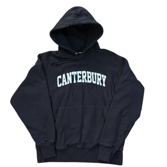 Champion Reverse Weave Canterbury Hoodie Pullover Men’s Medium Navy/White Cotton - Picture 1 of 8